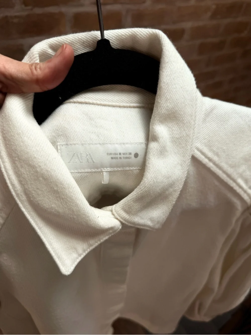 Zara ZW Collection Cream Denim Blouse, Size Medium